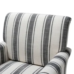 Accent Chairs-Kirkland's Home Black White Carved Slope Stripe Accent Chair Black/White