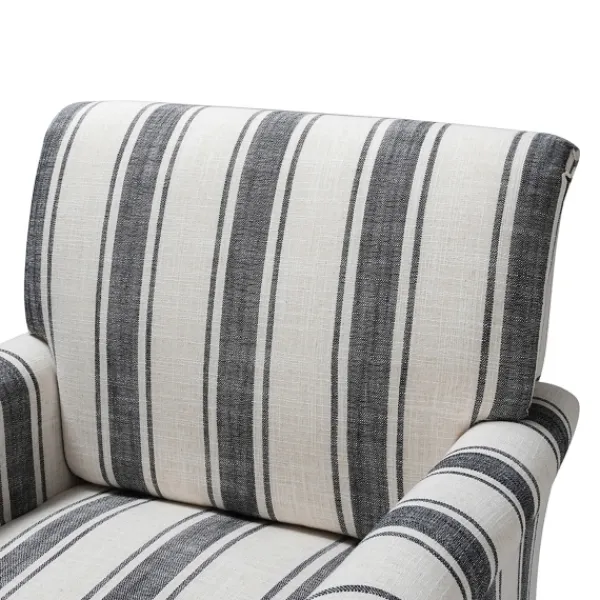 Accent Chairs-Kirkland's Home Black White Carved Slope Stripe Accent Chair Black/White