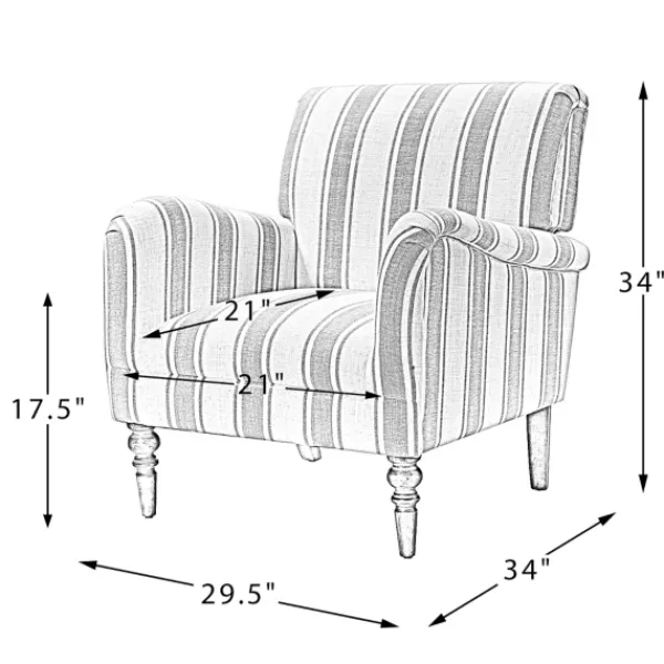 Accent Chairs-Kirkland's Home Black White Carved Slope Stripe Accent Chair Black/White