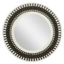 Decorative Mirrors-Kirkland's Home Black White Distressed Wood Rope Fiber Wall Mirror