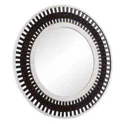 Decorative Mirrors-Kirkland's Home Black White Distressed Wood Rope Fiber Wall Mirror