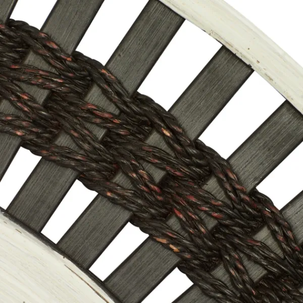 Decorative Mirrors-Kirkland's Home Black White Distressed Wood Rope Fiber Wall Mirror