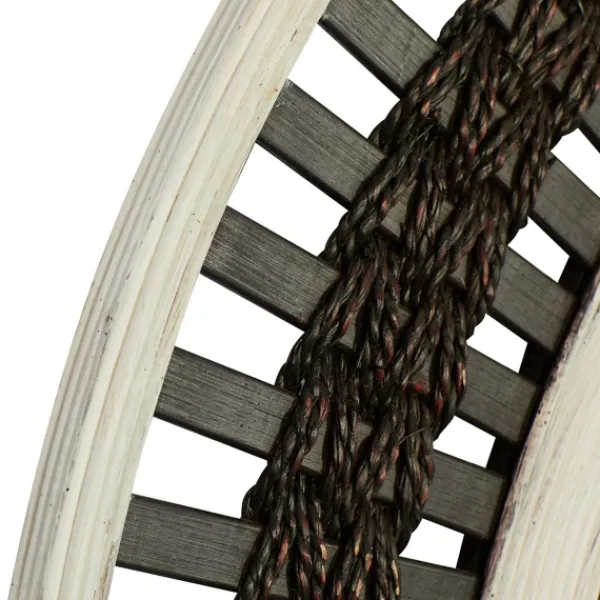 Decorative Mirrors-Kirkland's Home Black White Distressed Wood Rope Fiber Wall Mirror