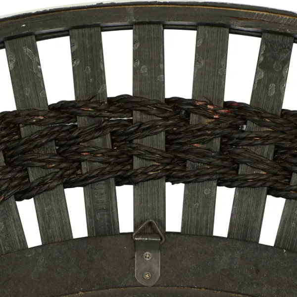 Decorative Mirrors-Kirkland's Home Black White Distressed Wood Rope Fiber Wall Mirror