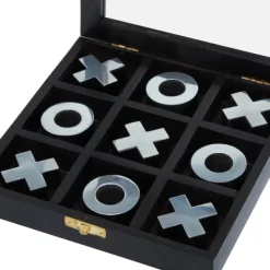 Decorative Accents-Kirkland's Home Black Wood And Aluminum Tic Tac Toe Game Set Black/Silver