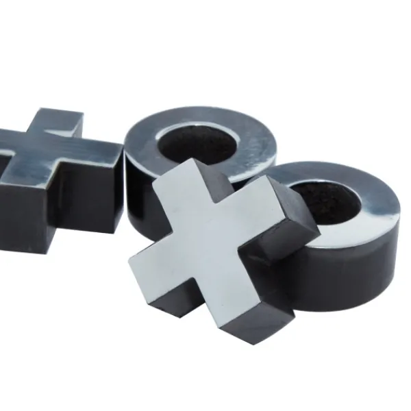 Decorative Accents-Kirkland's Home Black Wood And Aluminum Tic Tac Toe Game Set Black/Silver