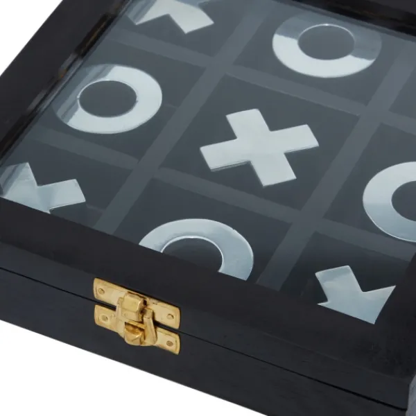 Decorative Accents-Kirkland's Home Black Wood And Aluminum Tic Tac Toe Game Set Black/Silver