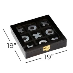 Decorative Accents-Kirkland's Home Black Wood And Aluminum Tic Tac Toe Game Set Black/Silver
