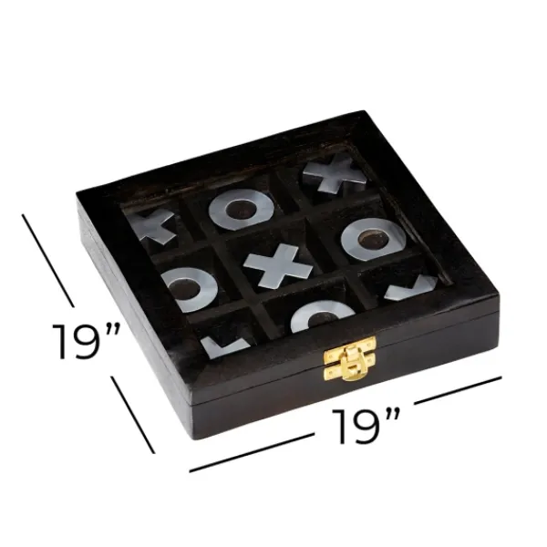 Decorative Accents-Kirkland's Home Black Wood And Aluminum Tic Tac Toe Game Set Black/Silver