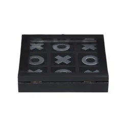 Decorative Accents-Kirkland's Home Black Wood And Aluminum Tic Tac Toe Game Set Black/Silver