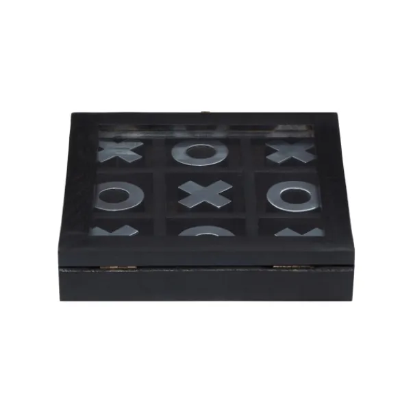 Decorative Accents-Kirkland's Home Black Wood And Aluminum Tic Tac Toe Game Set Black/Silver