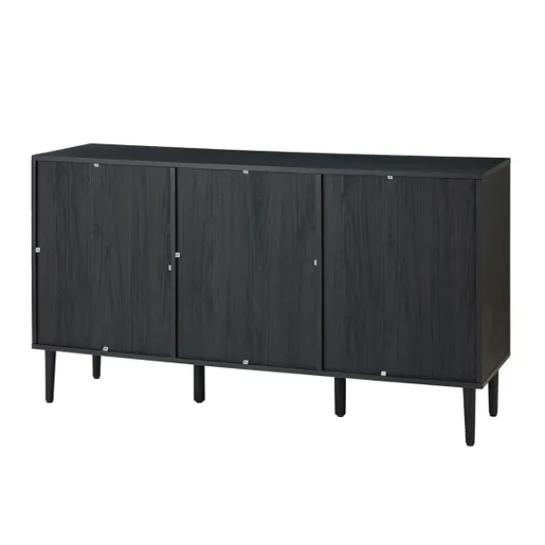 Cabinets & Sideboards-Kirkland's Home Black Wood And Cane Arched Sideboard Cabinet