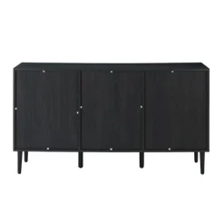 Cabinets & Sideboards-Kirkland's Home Black Wood And Cane Arched Sideboard Cabinet