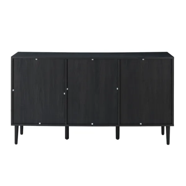 Cabinets & Sideboards-Kirkland's Home Black Wood And Cane Arched Sideboard Cabinet