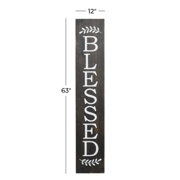 Wall Quotes & Signs-Kirkland's Home Black Wood Blessed Wall Plaque Black/White