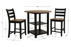 Dining Tables-Kirkland's Home Black Wood Farmhouse 3-Pc. Stool And Table Set Black/Brown