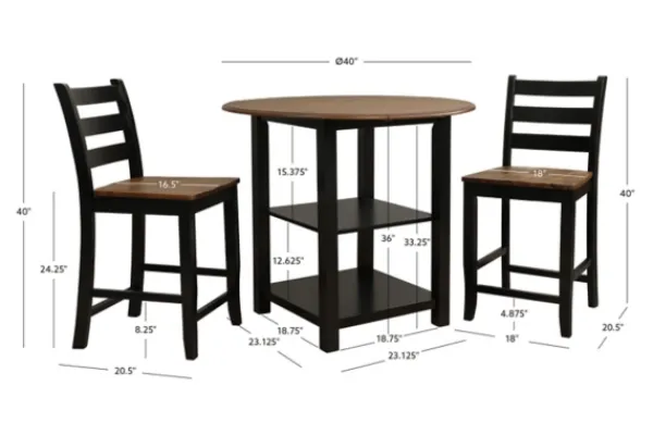 Dining Tables-Kirkland's Home Black Wood Farmhouse 3-Pc. Stool And Table Set Black/Brown