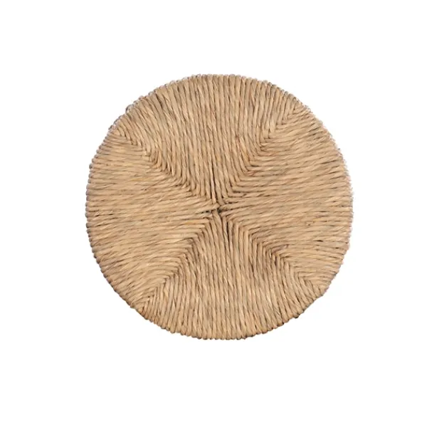 Bar Stools & Counter Height Stools-Kirkland's Home Black Wood Seagrass Seat Swivel Counter Stool Tan