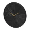 Clocks-Kirkland's Home Black Wood Texture Wall Clock With Gold Hands