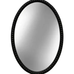 Decorative Mirrors-Kirkland's Home Black Wooden Oval Beaded Mirror