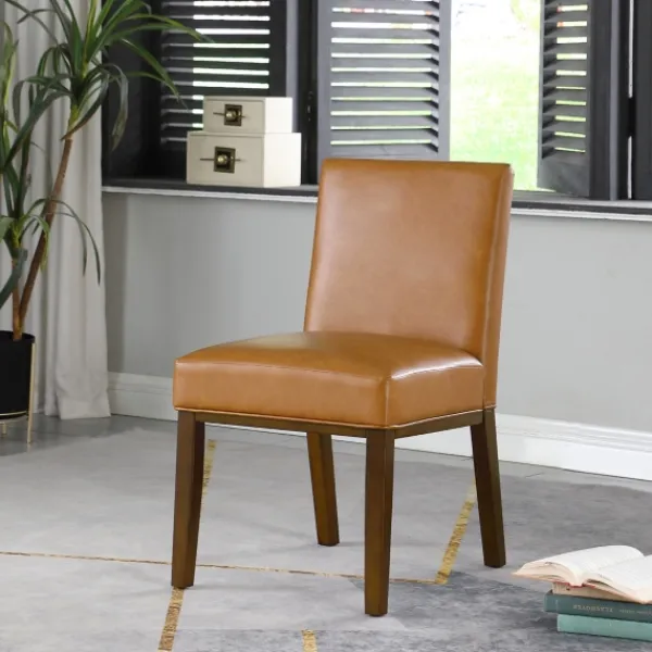 Dining Chairs-Kirkland's Home Blair Carmel Leather Dining Chair Brown
