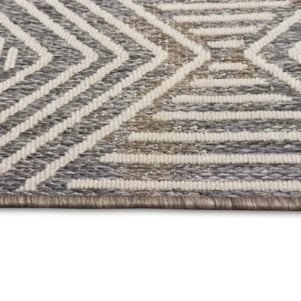 Outdoor Rugs-Kirkland's Home Blake Gray Zigzag Indoor/Outdoor Area Rug, 5X7 Gray/White