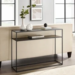 Entryway Furniture-Kirkland's Home Blake Simple Metal Console Table Black