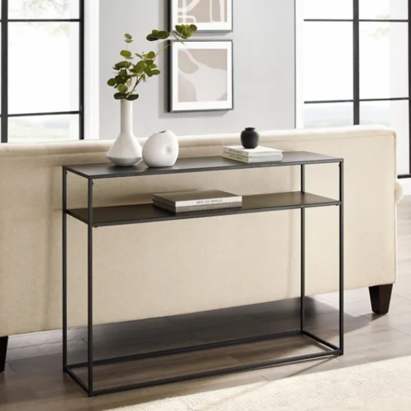 Entryway Furniture-Kirkland's Home Blake Simple Metal Console Table Black