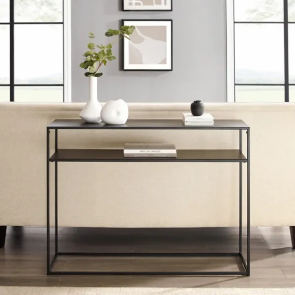 Entryway Furniture-Kirkland's Home Blake Simple Metal Console Table Black