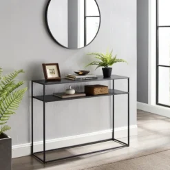 Entryway Furniture-Kirkland's Home Blake Simple Metal Console Table Black