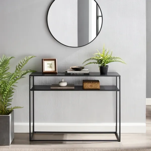 Entryway Furniture-Kirkland's Home Blake Simple Metal Console Table Black