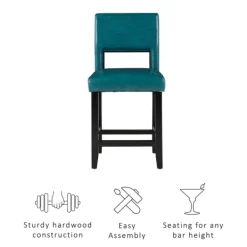 Bar Stools & Counter Height Stools-Kirkland's Home Blakely Seat Counter Stool With Black Base Blue
