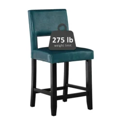 Bar Stools & Counter Height Stools-Kirkland's Home Blakely Seat Counter Stool With Black Base Blue