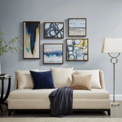 Framed Art-Kirkland's Home Bliss Multi-Sized Canvas Art Prints, Set Of 5 Blue