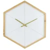 Clocks-Kirkland's Home Blond Wood Frame Hexagon Wall Clock