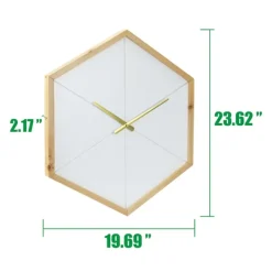 Clocks-Kirkland's Home Blond Wood Frame Hexagon Wall Clock