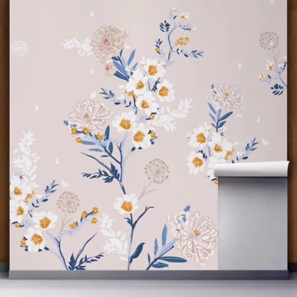 Wall Murals & Wall Decals-Kirkland's Home Blooming Garden Peel And Stick Wall Mural Blue/White