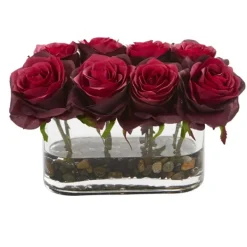 Arrangements & Greenery-Kirkland's Home Blooming Roses Arrangement In Glass Vase Red