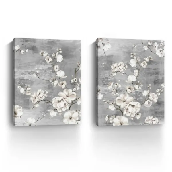 Canvas Art-Kirkland's Home Blossoming Giclee Canvas Art Prints, Set Of 2 Gray/White