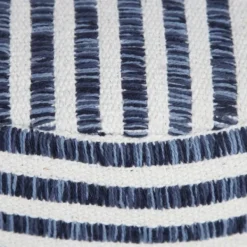 Pillows-Kirkland's Home Blue & White Stripe Organic Cotton Pouf Blue/White