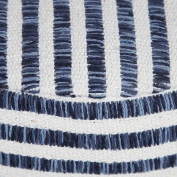 Pillows-Kirkland's Home Blue & White Stripe Organic Cotton Pouf Blue/White