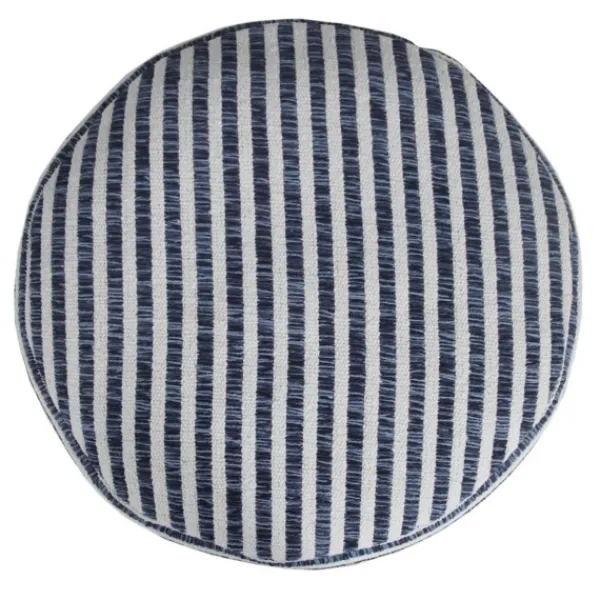 Pillows-Kirkland's Home Blue & White Stripe Organic Cotton Pouf Blue/White