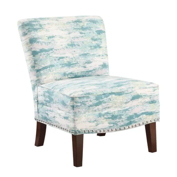 Accent Chairs-Kirkland's Home Blue Abstract Armless Accent Chair Blue/White