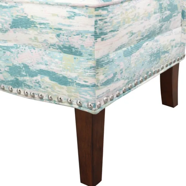 Accent Chairs-Kirkland's Home Blue Abstract Armless Accent Chair Blue/White