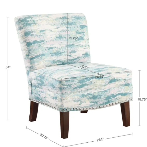 Accent Chairs-Kirkland's Home Blue Abstract Armless Accent Chair Blue/White