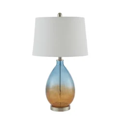 Table Lamps-Kirkland's Home Blue And Amber Glass Table Lamps, Set Of 2 White