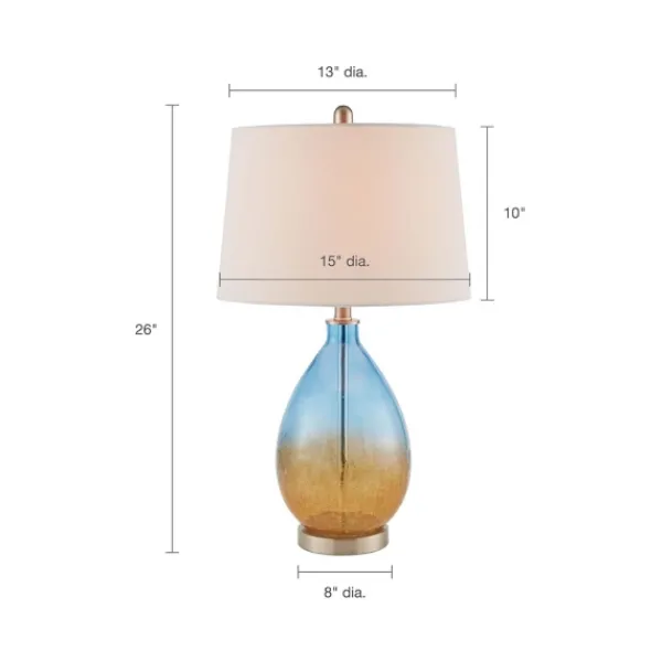 Table Lamps-Kirkland's Home Blue And Amber Glass Table Lamps, Set Of 2 White