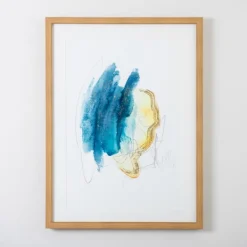 Framed Art-Kirkland's Home Blue And Gold Abstracts I Framed Art Print Blue/Gold/White