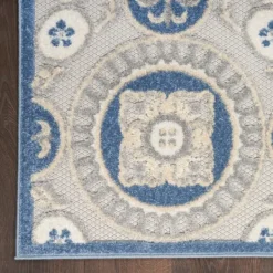 Outdoor Rugs-Kirkland's Home Blue And Gray Medallion Outdoor Area Rug, 6X9 Blue/Gray