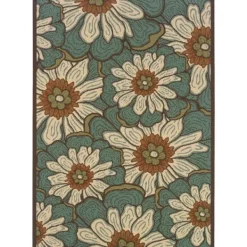 Outdoor Rugs-Kirkland's Home Blue And Ivory Flowers Outdoor Area Rug, 3X5 Blue/Ivory